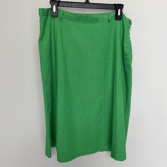 RARE 50s-60s Jr Plenty Shop Lane Bryant | Kelly Green Flared Midi Skirt Size Lar - Picture 2 of 7